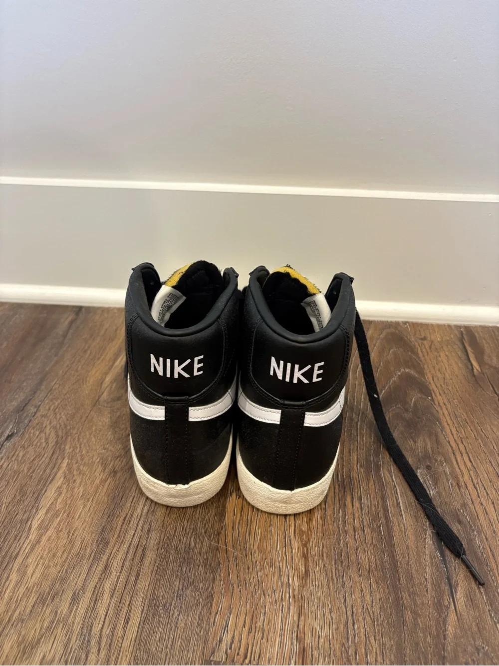 Nike Blazer Black High-Top Sneakers with Cream Sole and White Swoosh